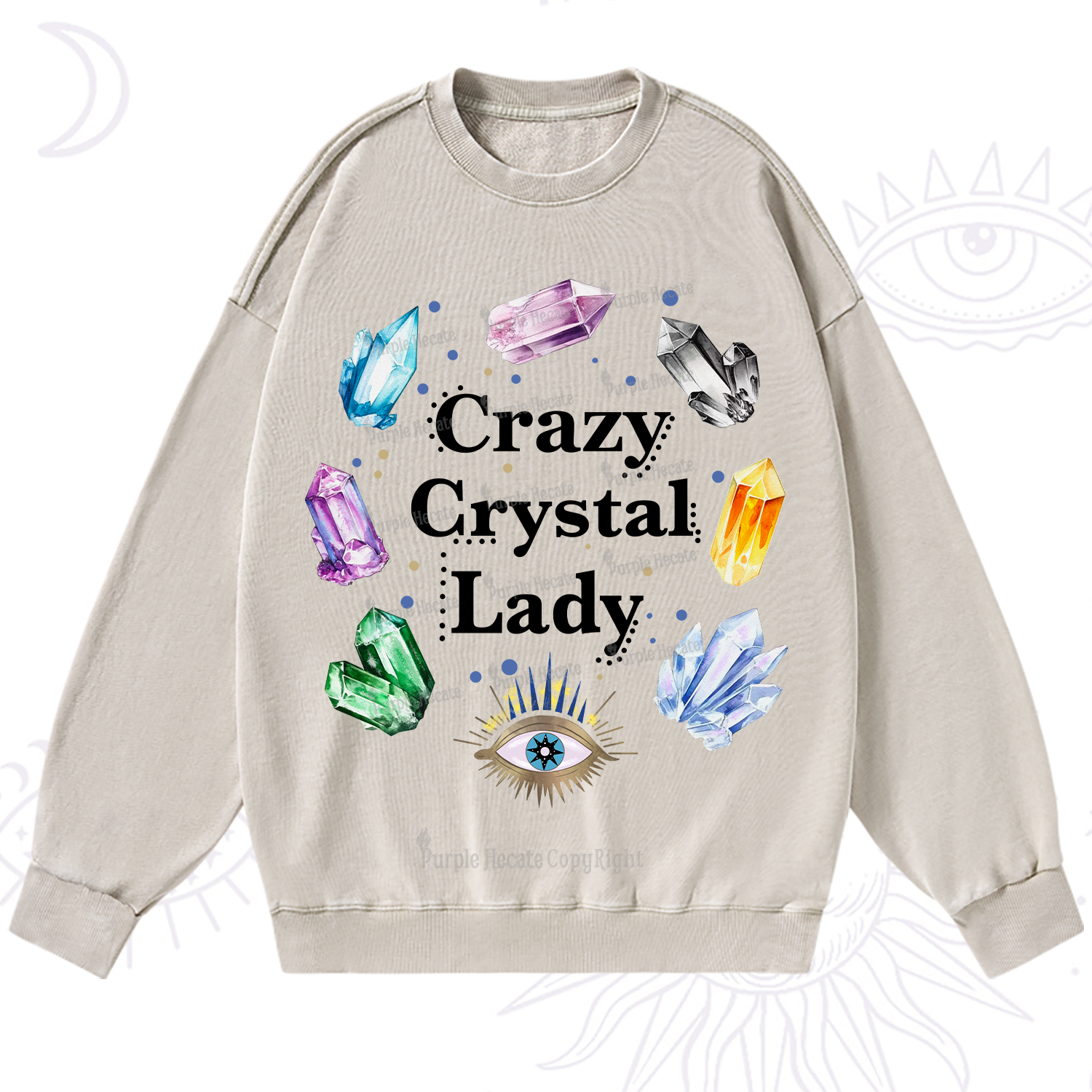 Purplehecate Crazy Crystal Lady Washed Sweatshirt