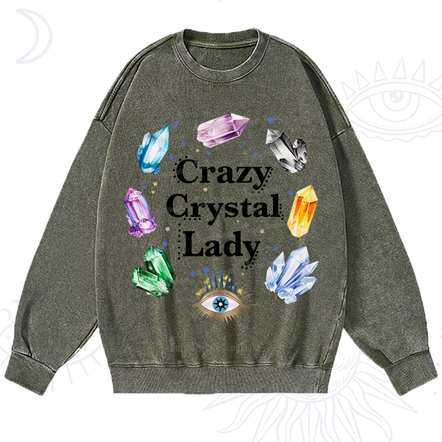 Purplehecate Crazy Crystal Lady Washed Sweatshirt