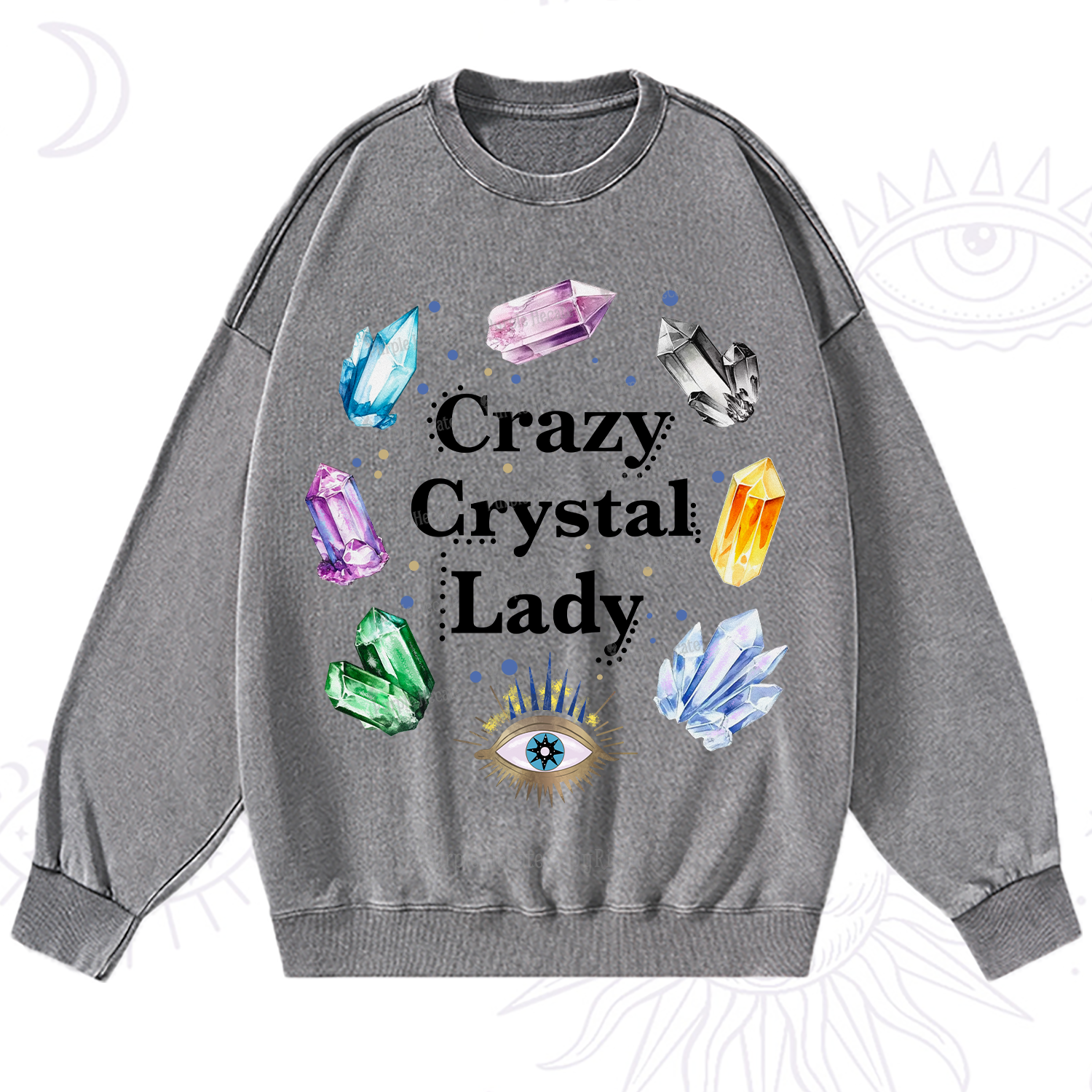 Purplehecate Crazy Crystal Lady Washed Sweatshirt