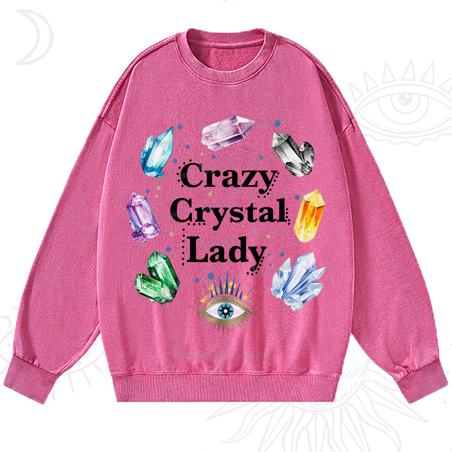 Purplehecate Crazy Crystal Lady Washed Sweatshirt