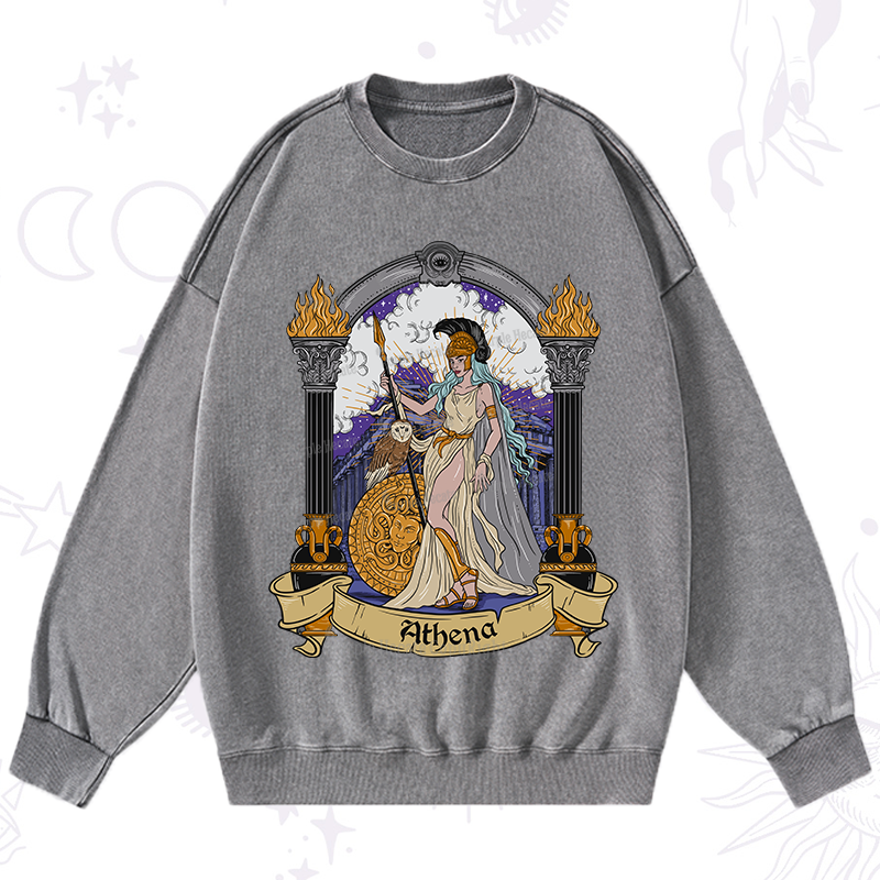 Purplehecate The Wise Goddess Athena Washed Sweatshirt