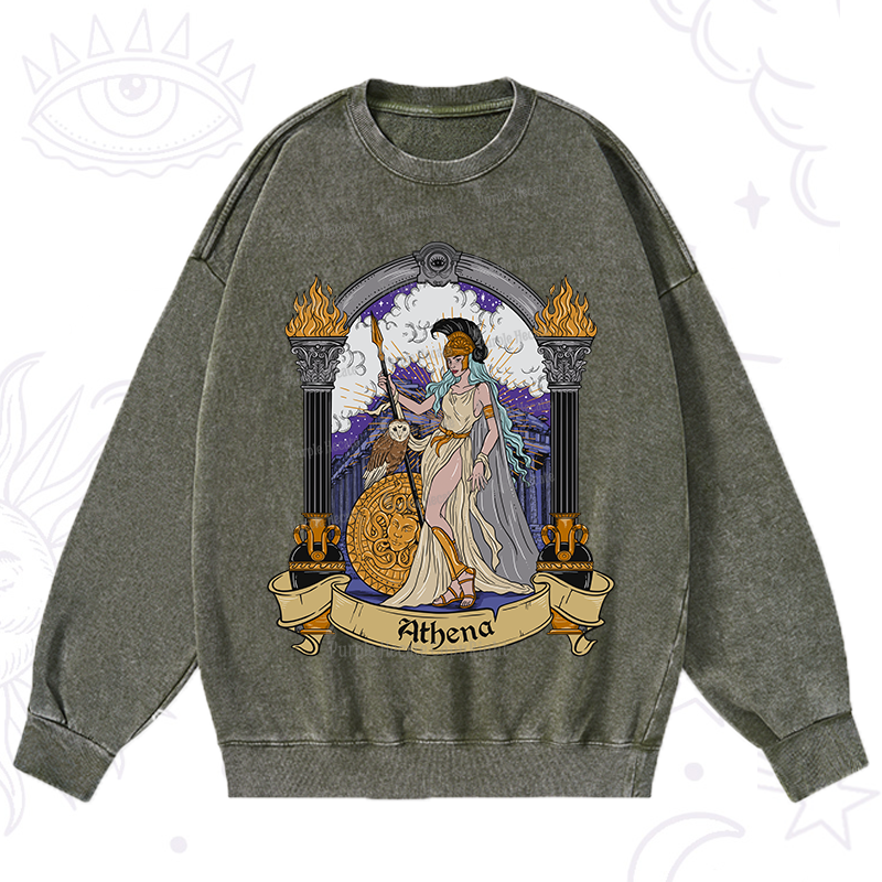 Purplehecate The Wise Goddess Athena Washed Sweatshirt