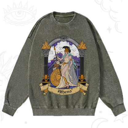 Purplehecate The Wise Goddess Athena Washed Sweatshirt