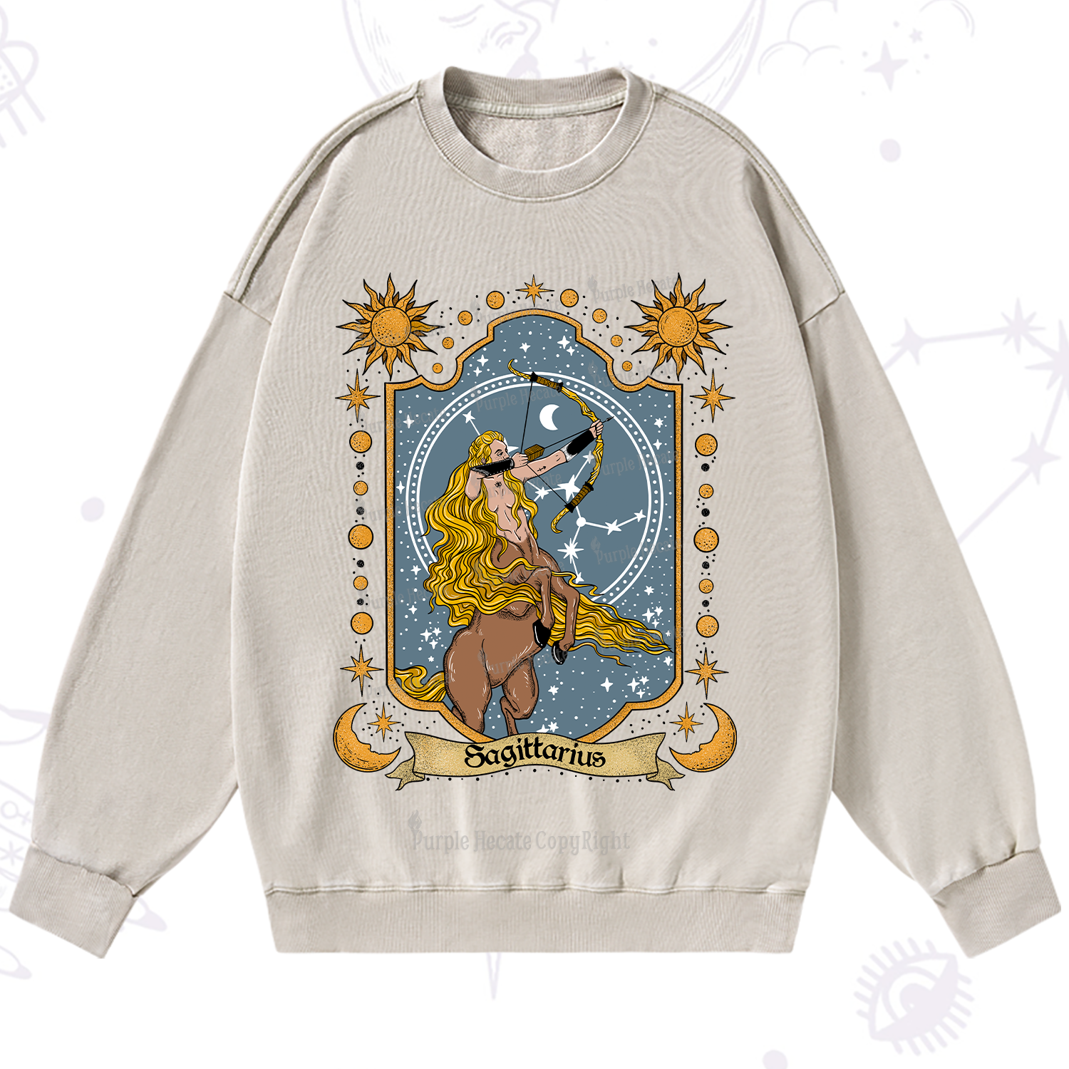 Purplehecate Sagittarius Zodiac Washed Sweatshirt