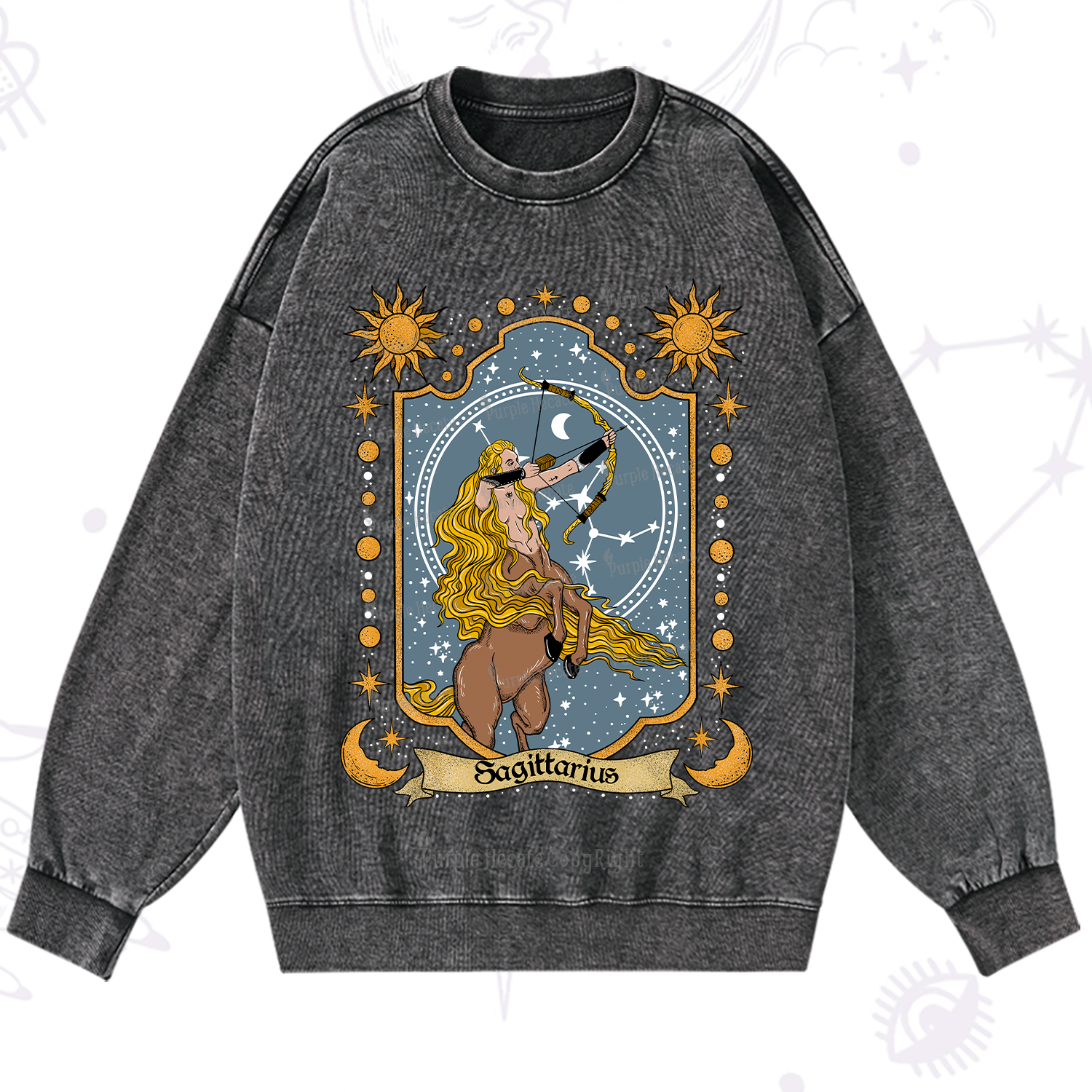 Purplehecate Sagittarius Zodiac Washed Sweatshirt