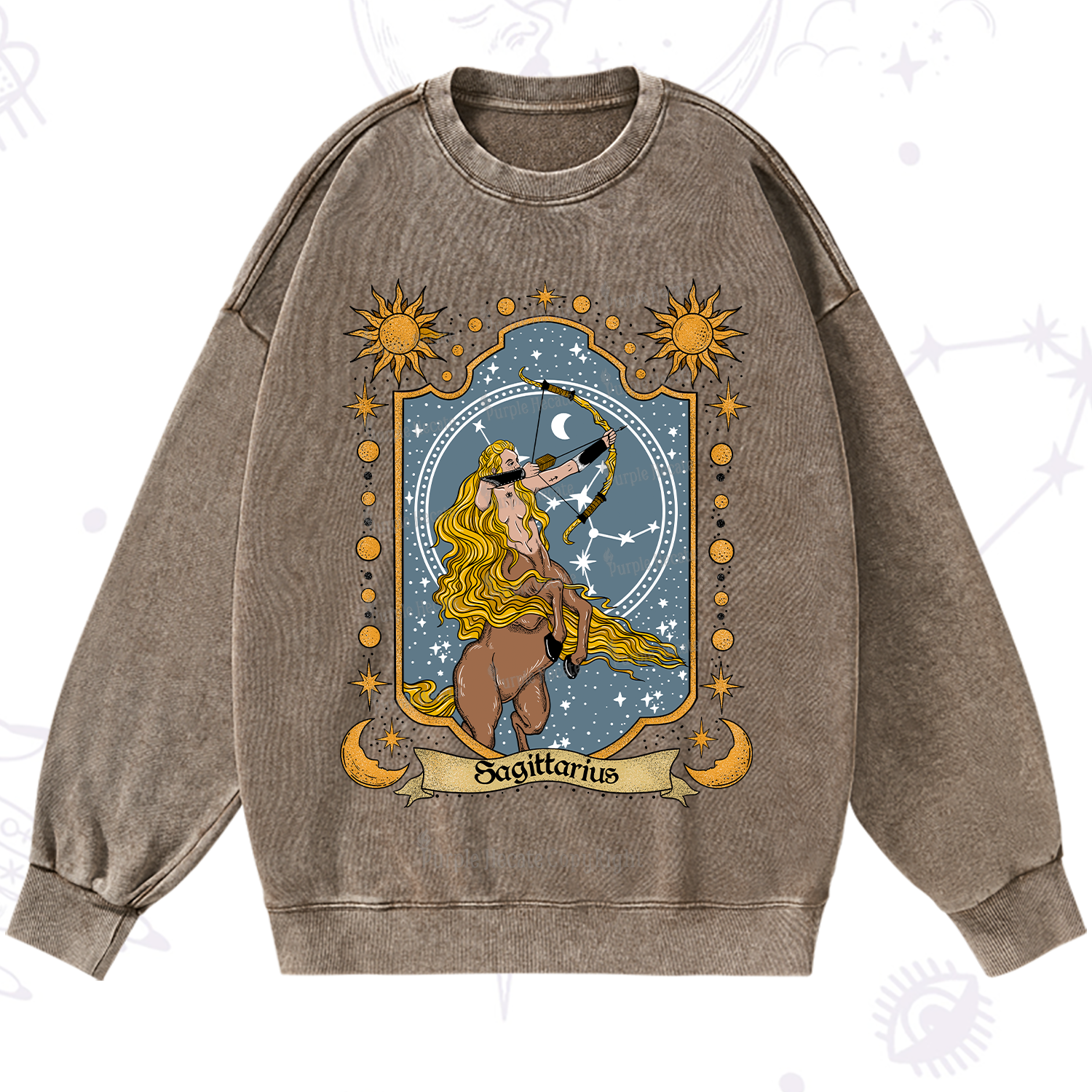 Purplehecate Sagittarius Zodiac Washed Sweatshirt