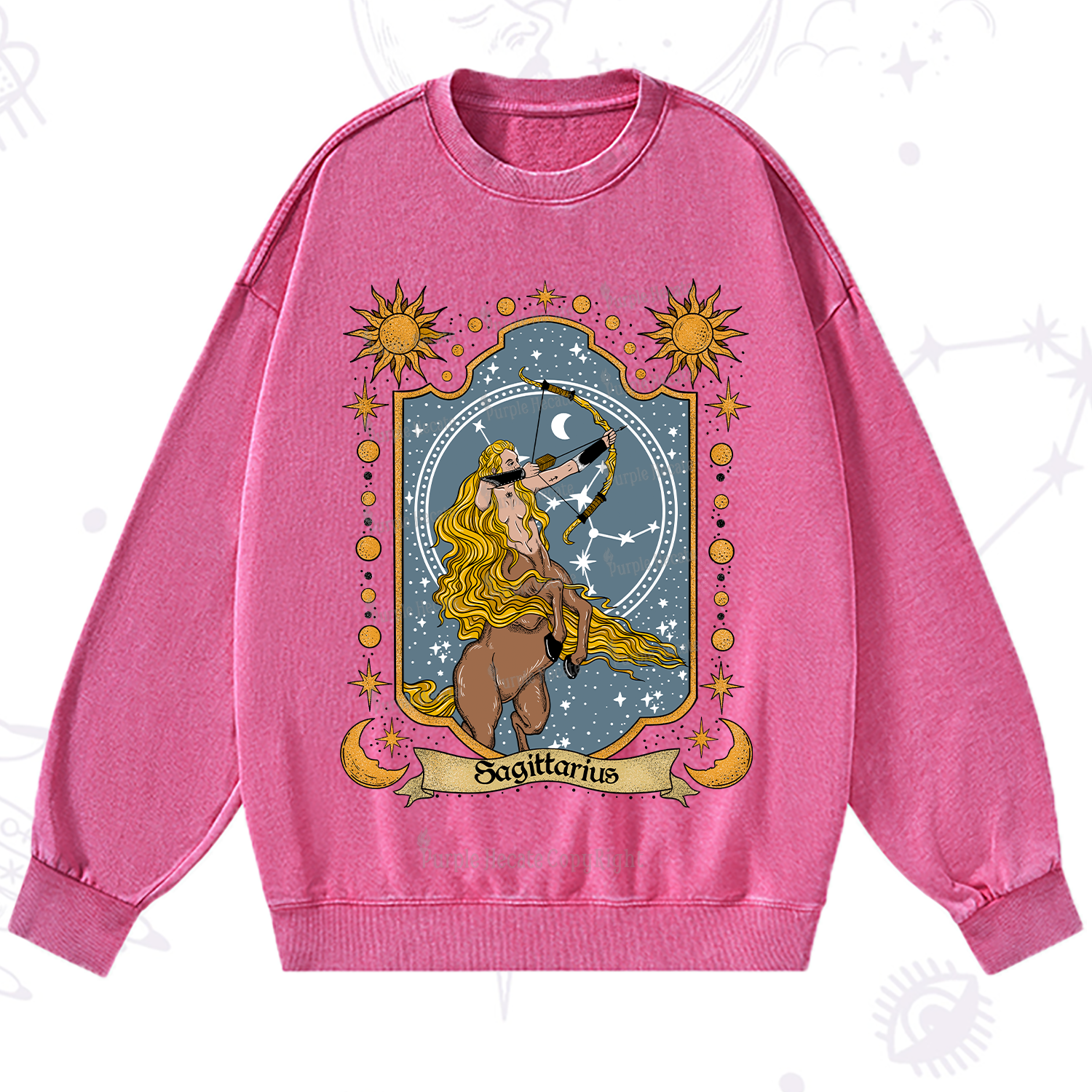 Purplehecate Sagittarius Zodiac Washed Sweatshirt