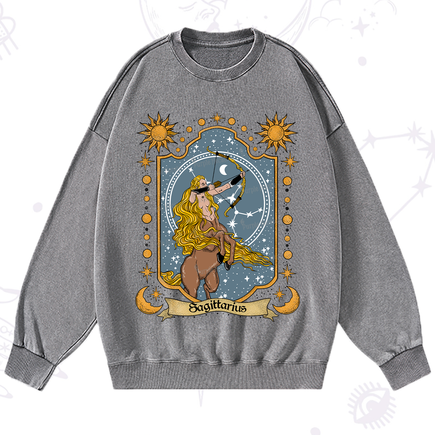 Purplehecate Sagittarius Zodiac Washed Sweatshirt