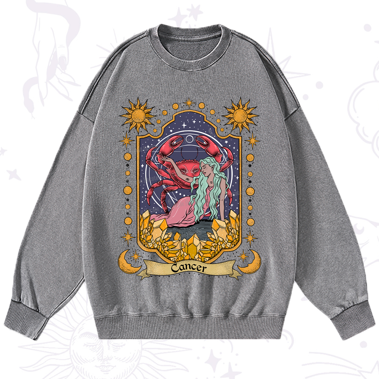 Purplehecate Cancer Zodiac Washed Sweatshirt