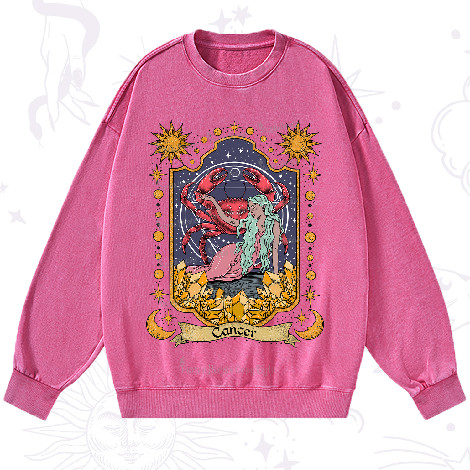 Purplehecate Cancer Zodiac Washed Sweatshirt