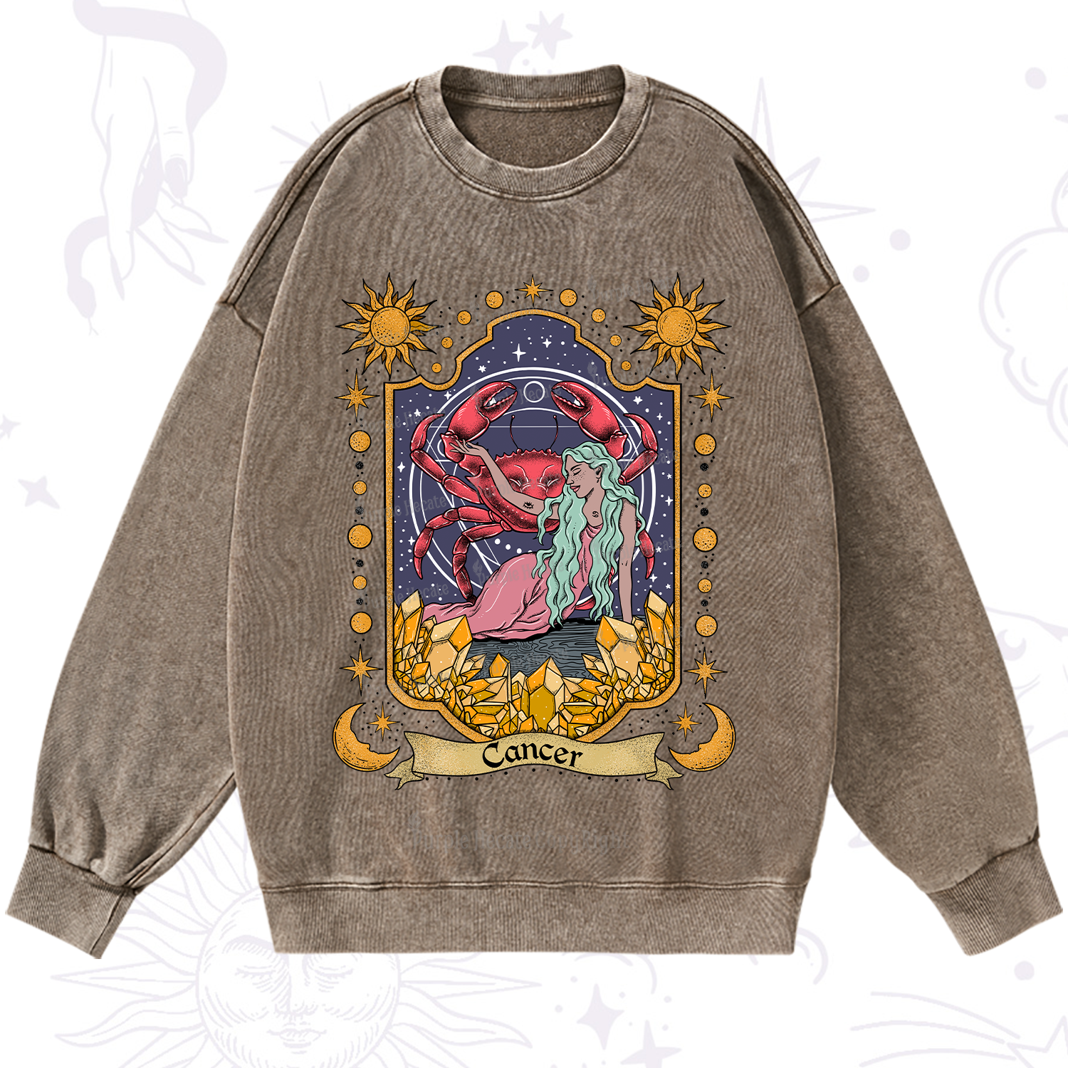 Purplehecate Cancer Zodiac Washed Sweatshirt