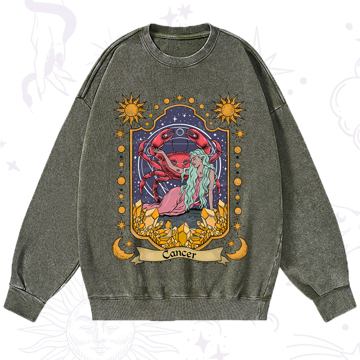 Purplehecate Cancer Zodiac Washed Sweatshirt