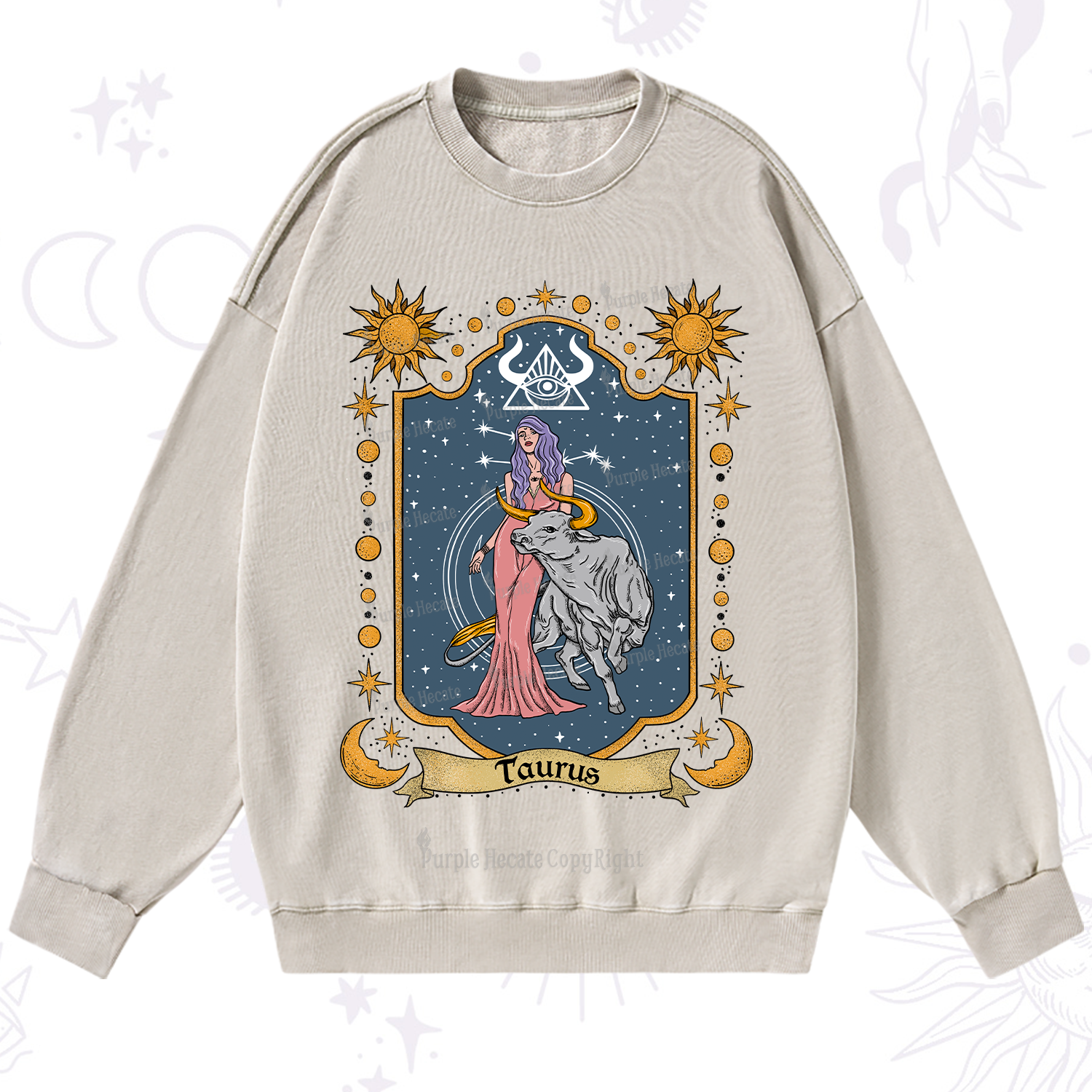 Purplehecate Taurus Zodiac Washed Sweatshirt
