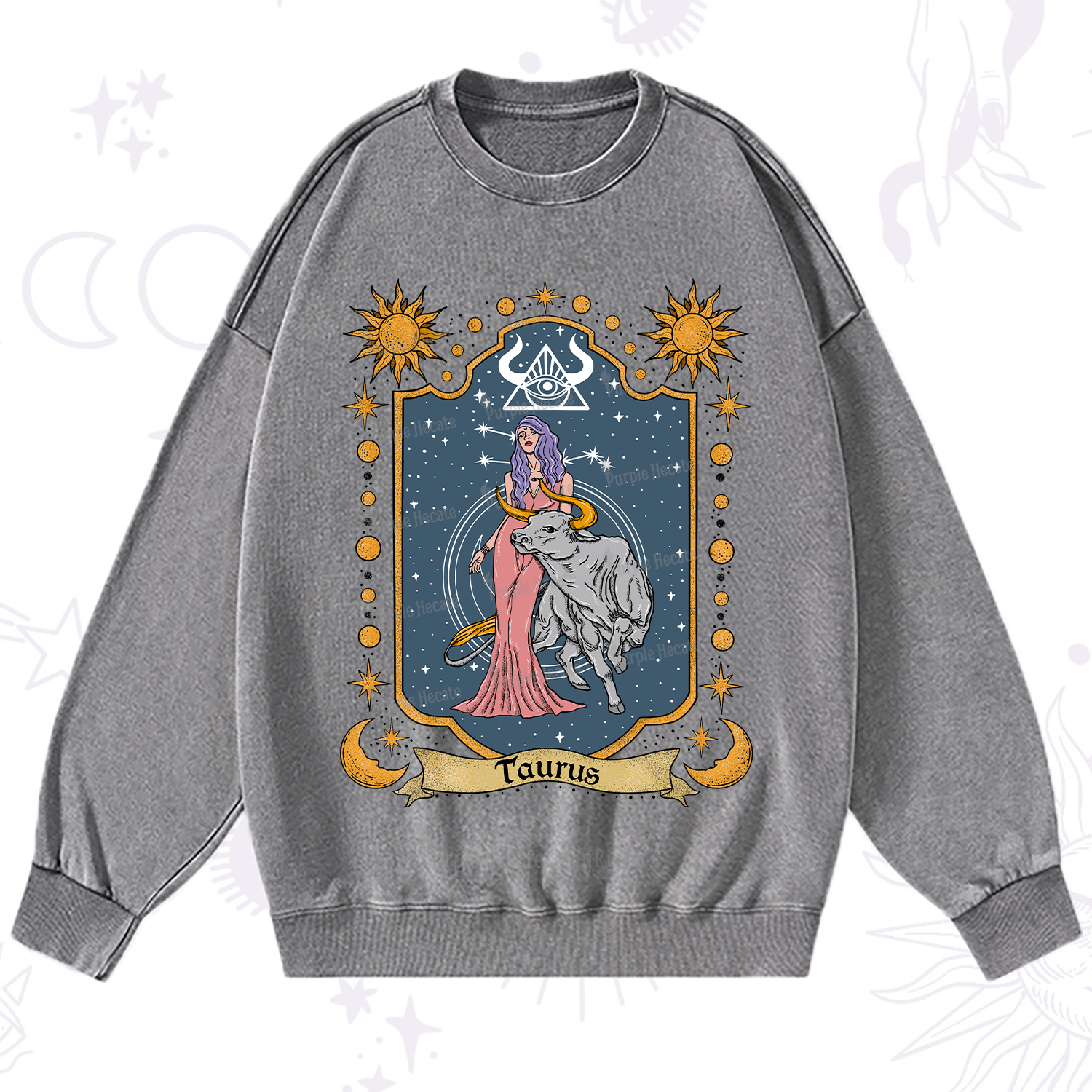 Purplehecate Taurus Zodiac Washed Sweatshirt