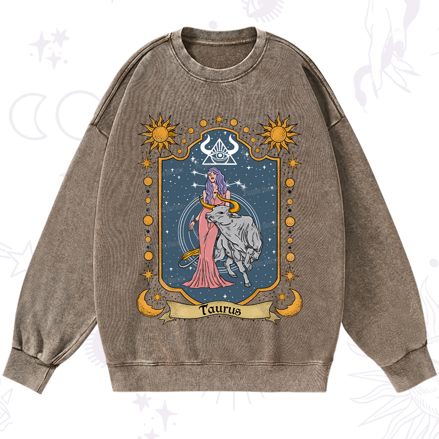 Purplehecate Taurus Zodiac Washed Sweatshirt