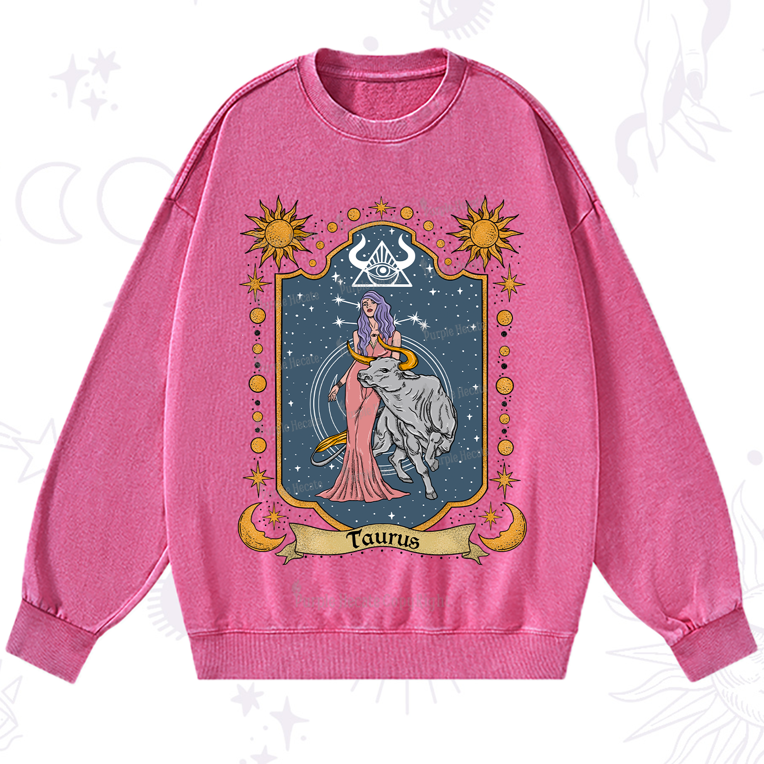 Purplehecate Taurus Zodiac Washed Sweatshirt