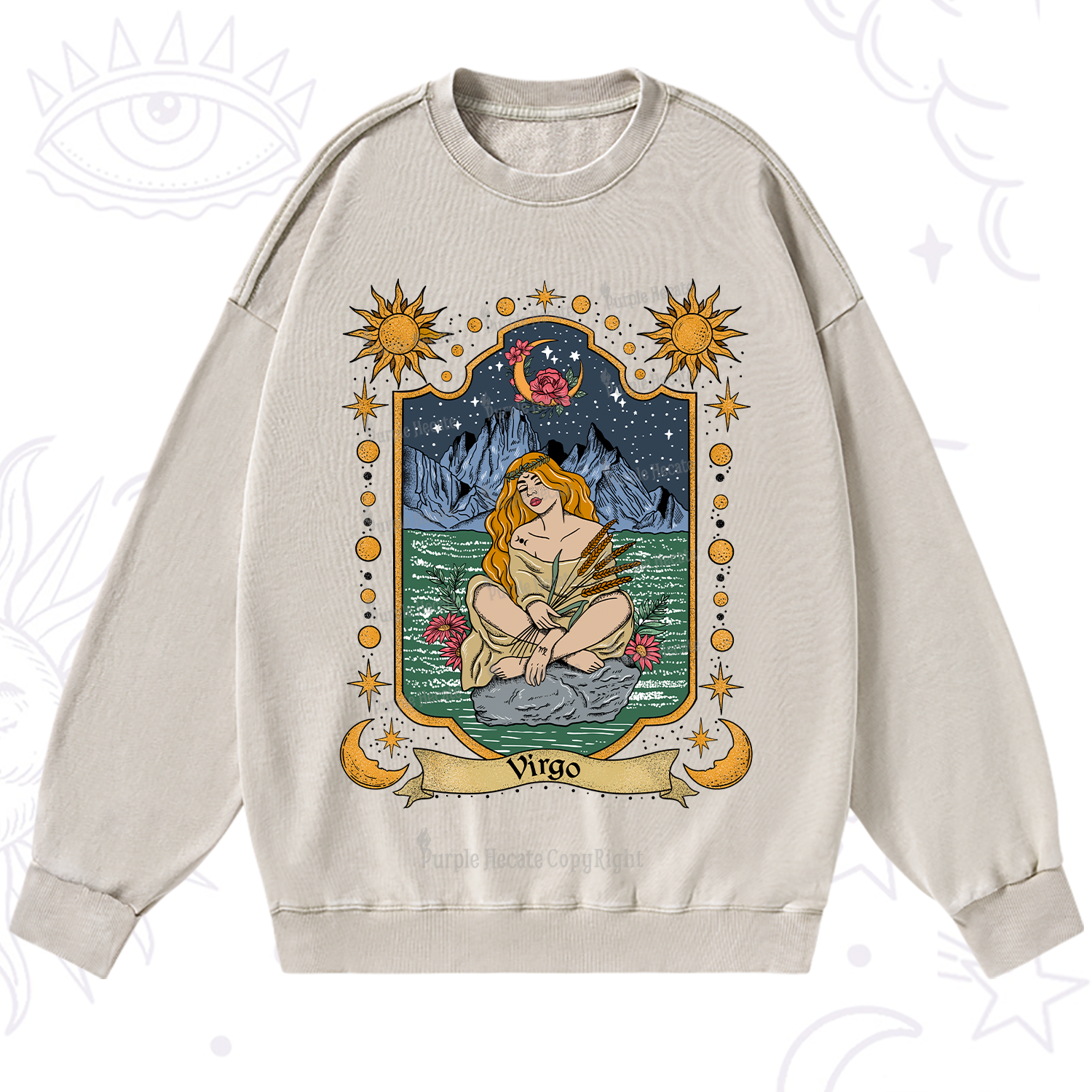 Purplehecate Virgo Zodiac Washed Sweatshirt