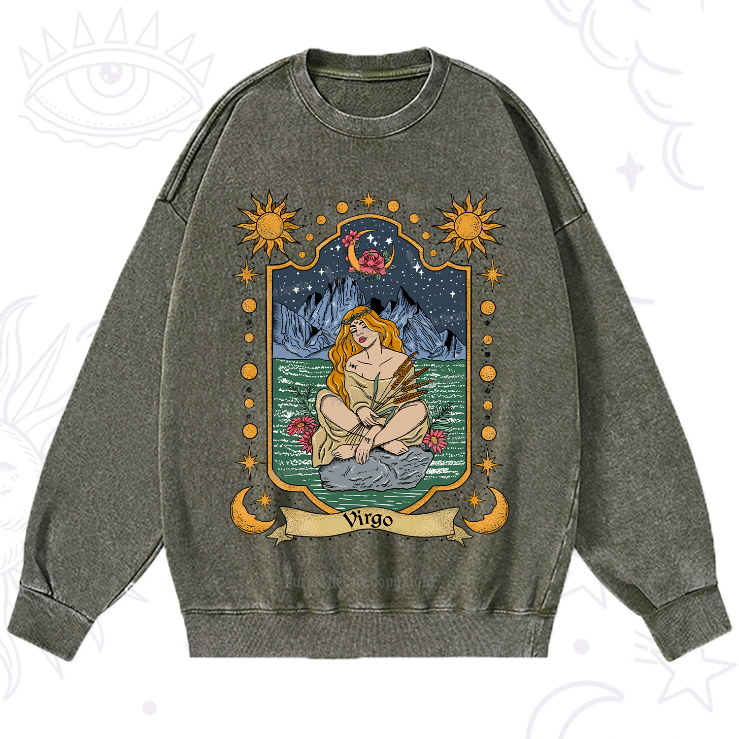Purplehecate Virgo Zodiac Washed Sweatshirt
