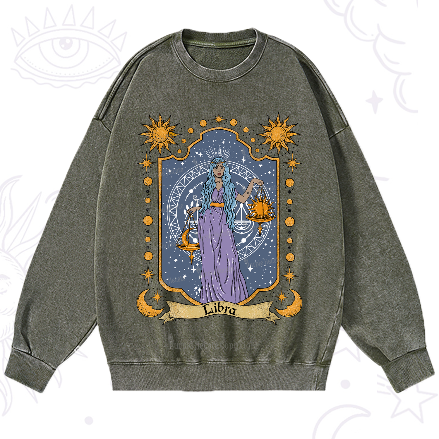 Purplehecate Libra Zodiac Washed Sweatshirt