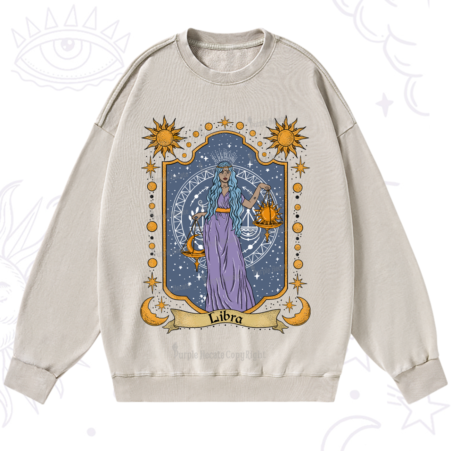 Purplehecate Libra Zodiac Washed Sweatshirt