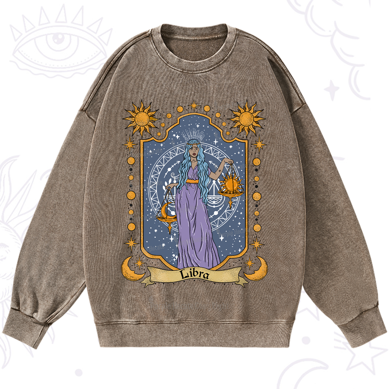 Purplehecate Libra Zodiac Washed Sweatshirt