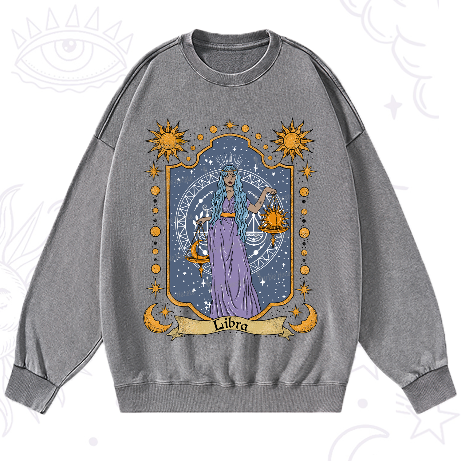 Purplehecate Libra Zodiac Washed Sweatshirt