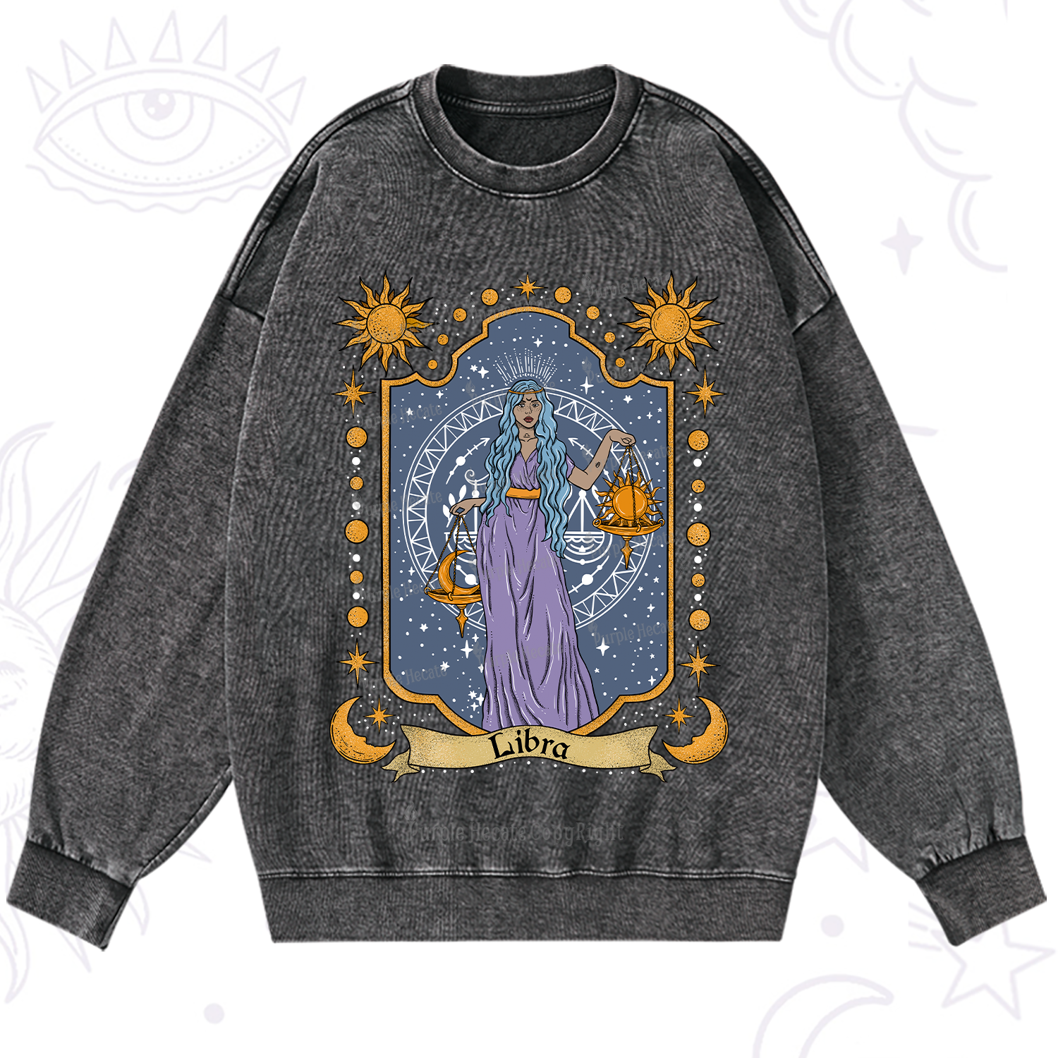 Purplehecate Libra Zodiac Washed Sweatshirt