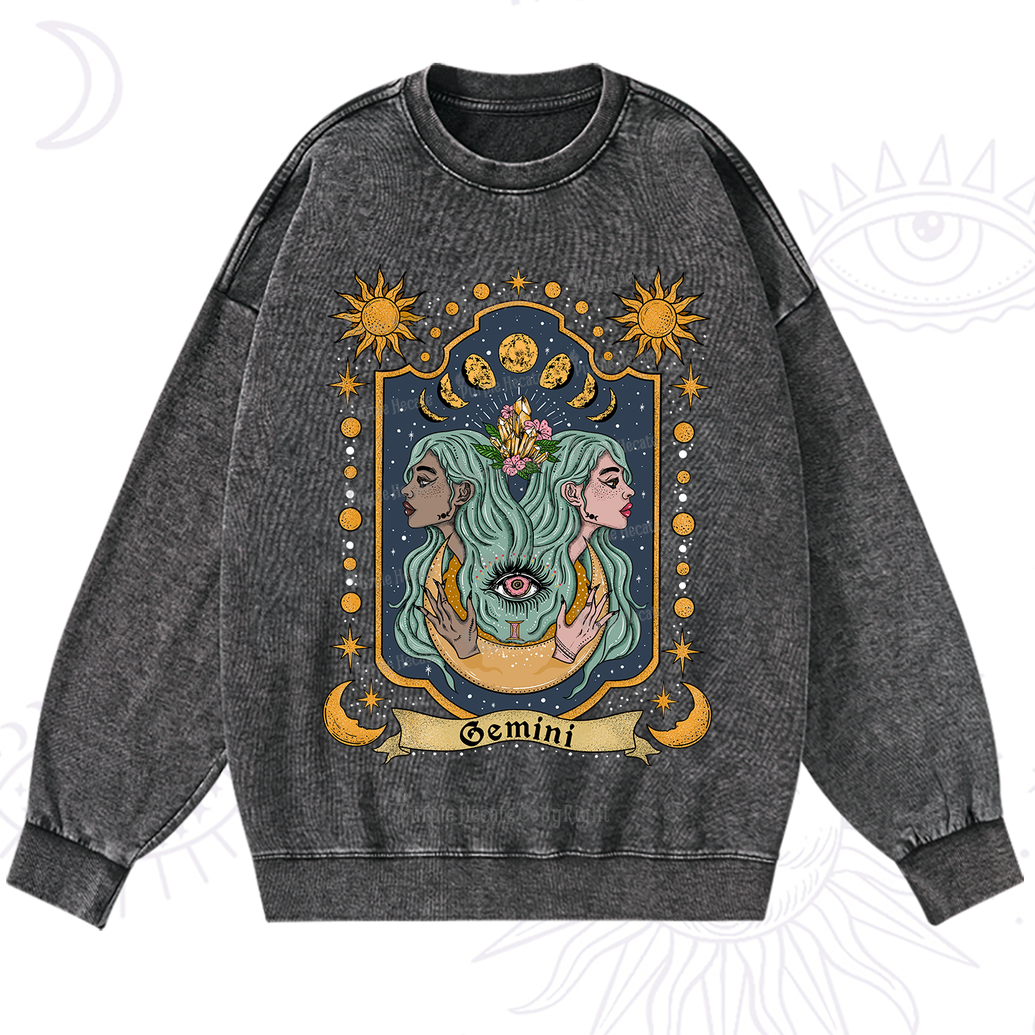Purplehecate Gemini Zodiac Washed Sweatshirt