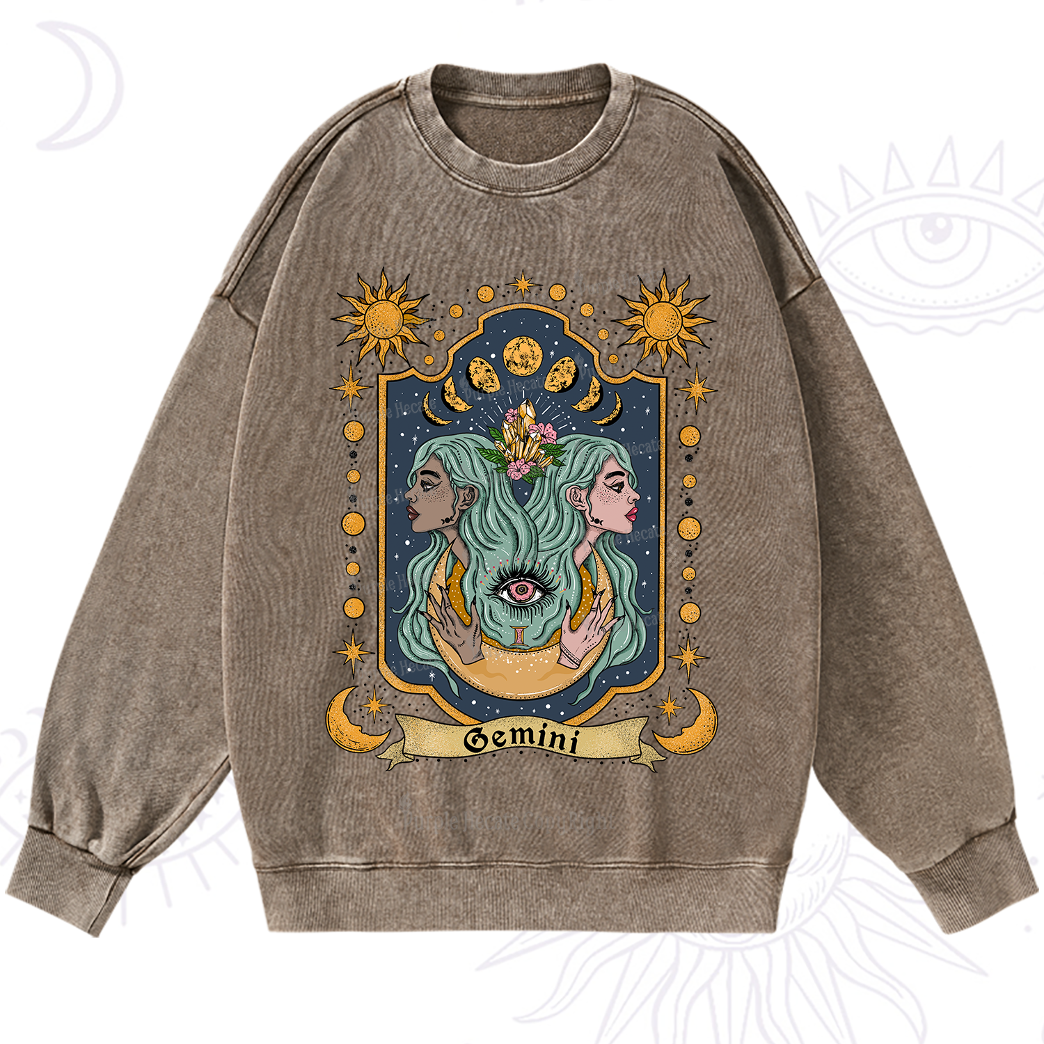 Purplehecate Gemini Zodiac Washed Sweatshirt