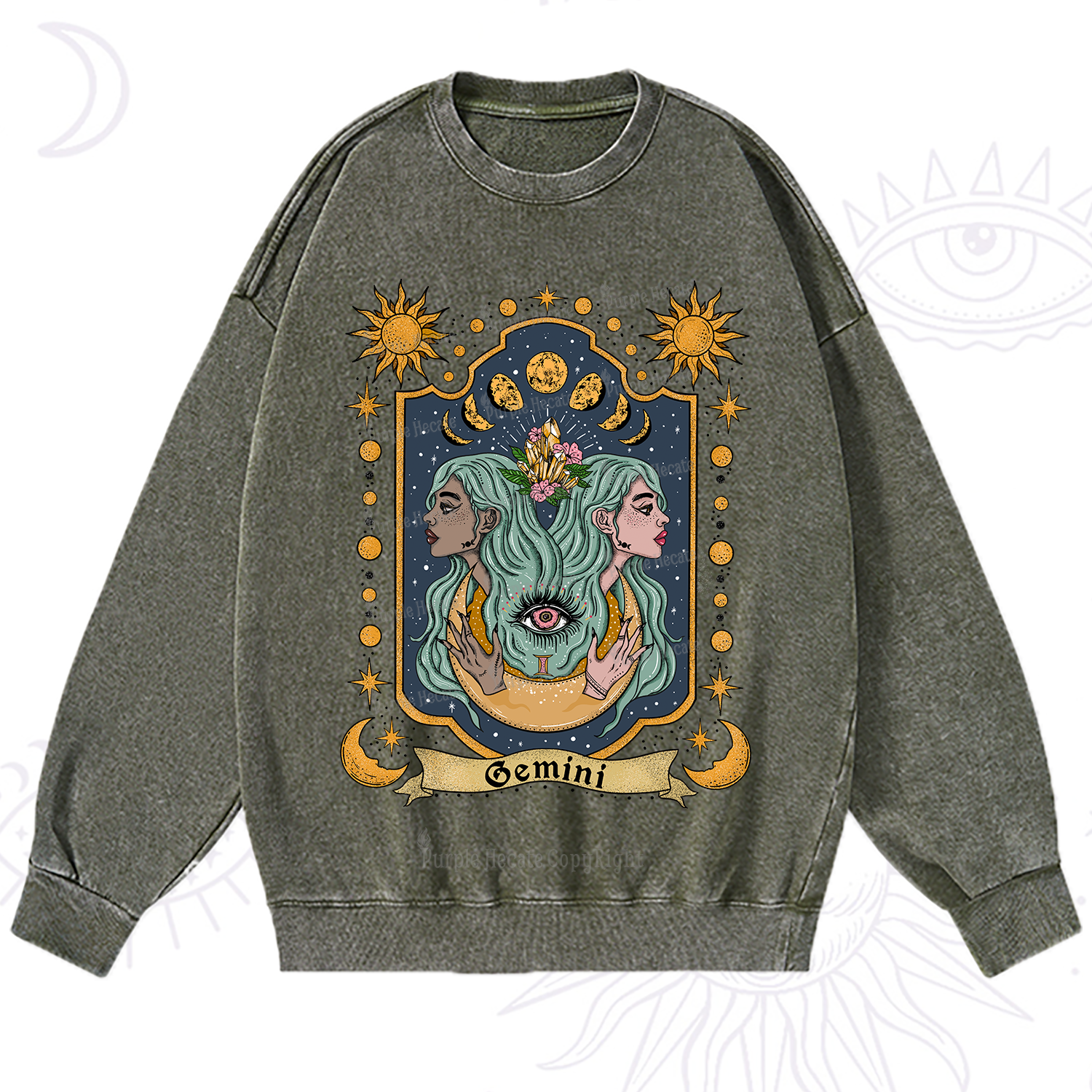 Purplehecate Gemini Zodiac Washed Sweatshirt