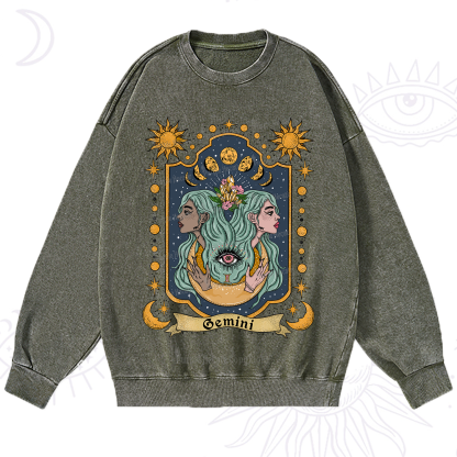 Purplehecate Gemini Zodiac Washed Sweatshirt
