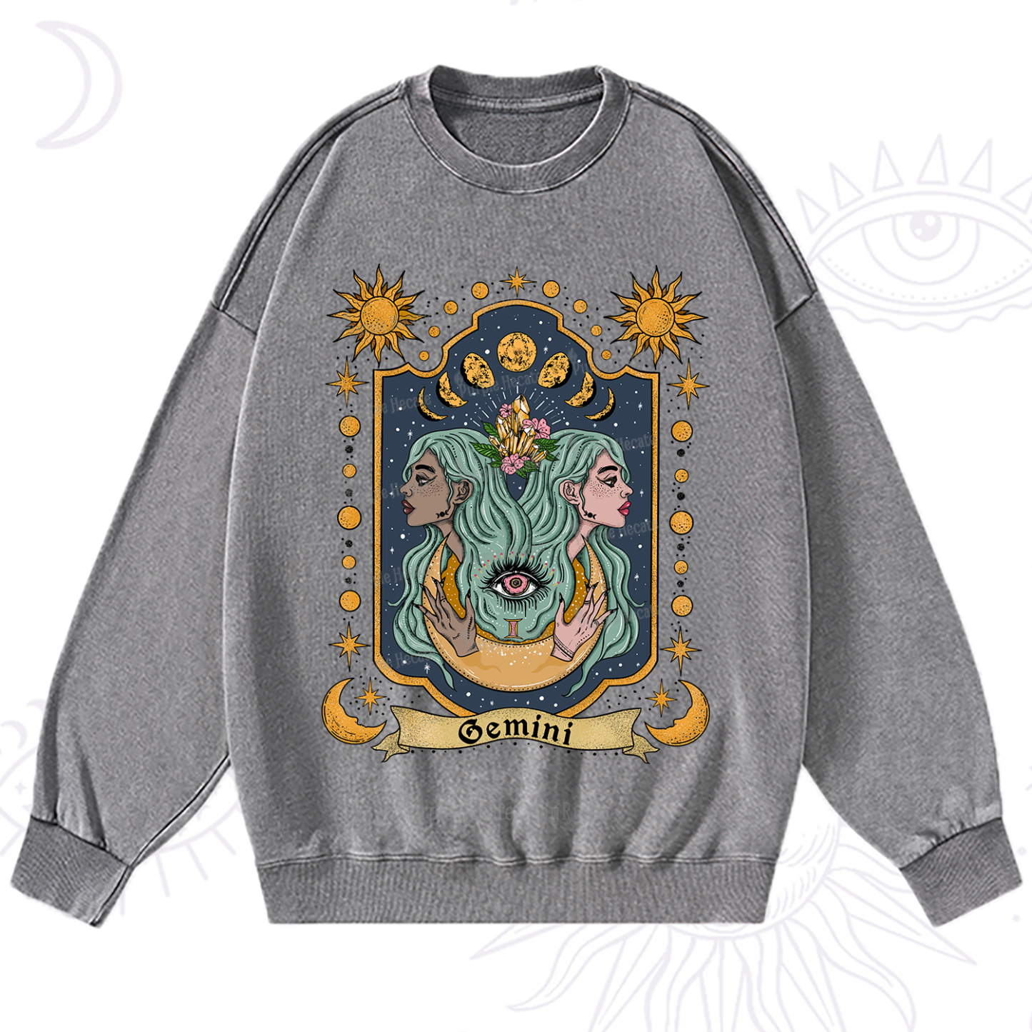 Purplehecate Gemini Zodiac Washed Sweatshirt