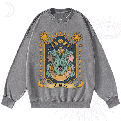 Purplehecate Gemini Zodiac Washed Sweatshirt