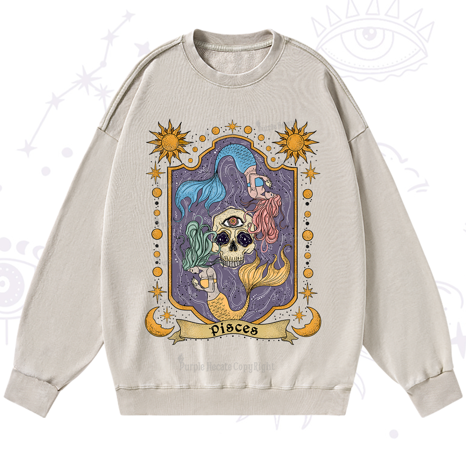 Purplehecate Pisces Zodiac Washed Sweatshirt