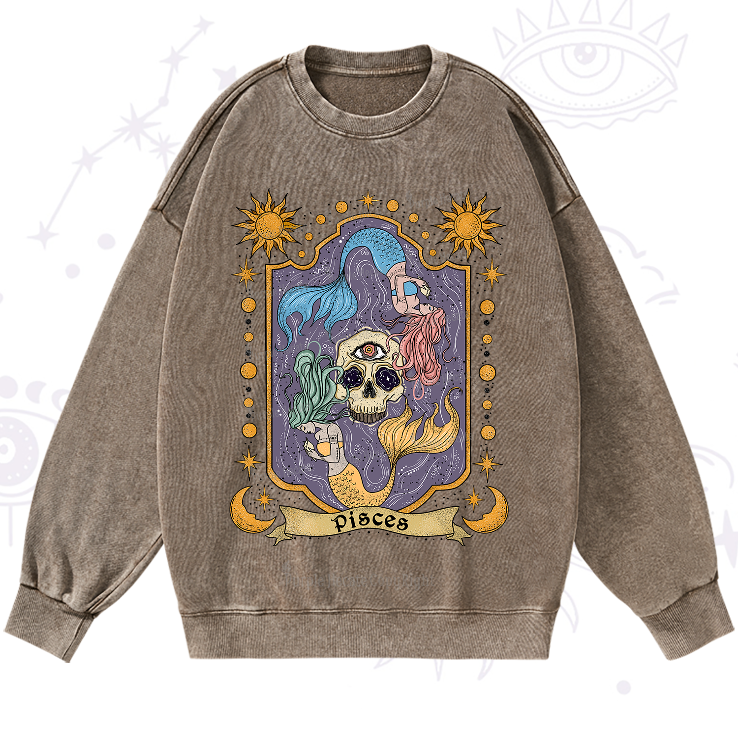 Purplehecate Pisces Zodiac Washed Sweatshirt