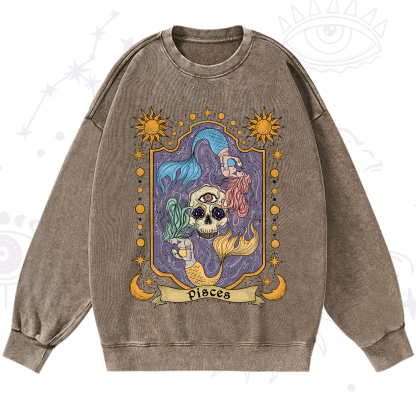 Purplehecate Pisces Zodiac Washed Sweatshirt