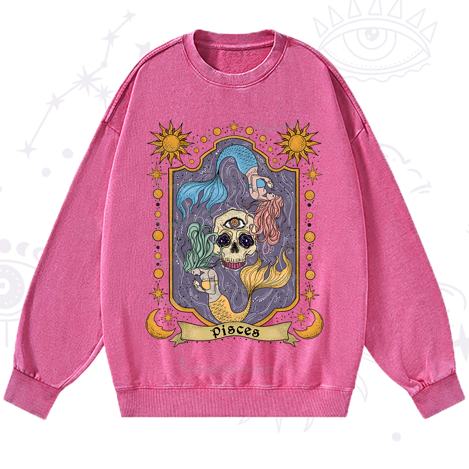 Purplehecate Pisces Zodiac Washed Sweatshirt