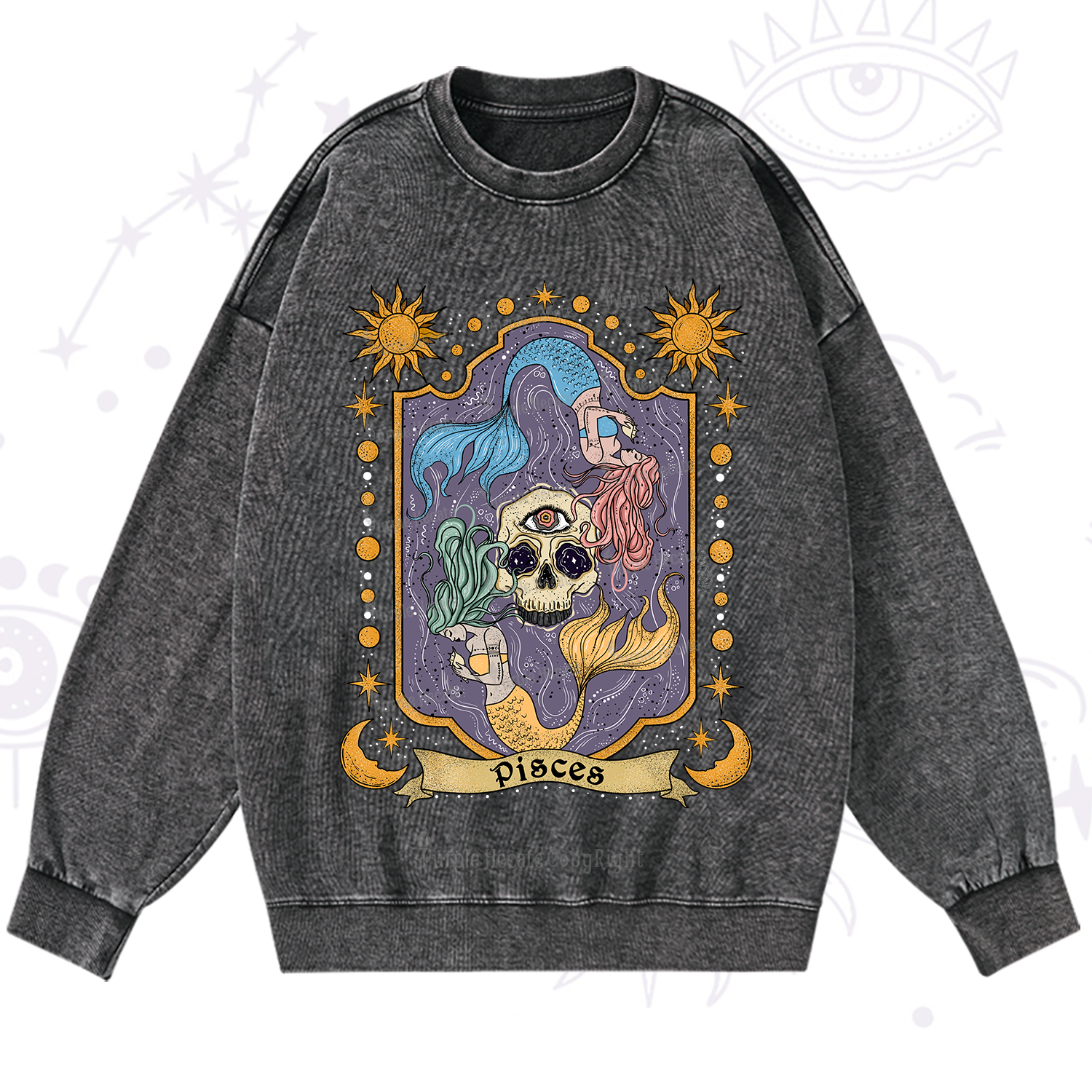 Purplehecate Pisces Zodiac Washed Sweatshirt