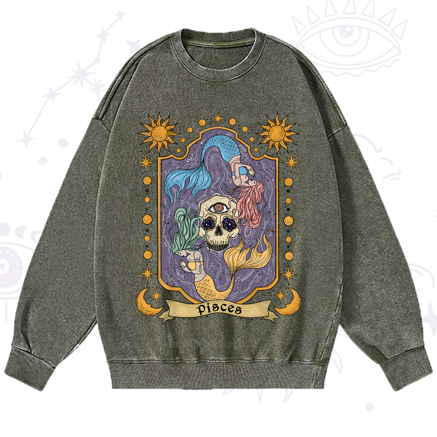 Purplehecate Pisces Zodiac Washed Sweatshirt