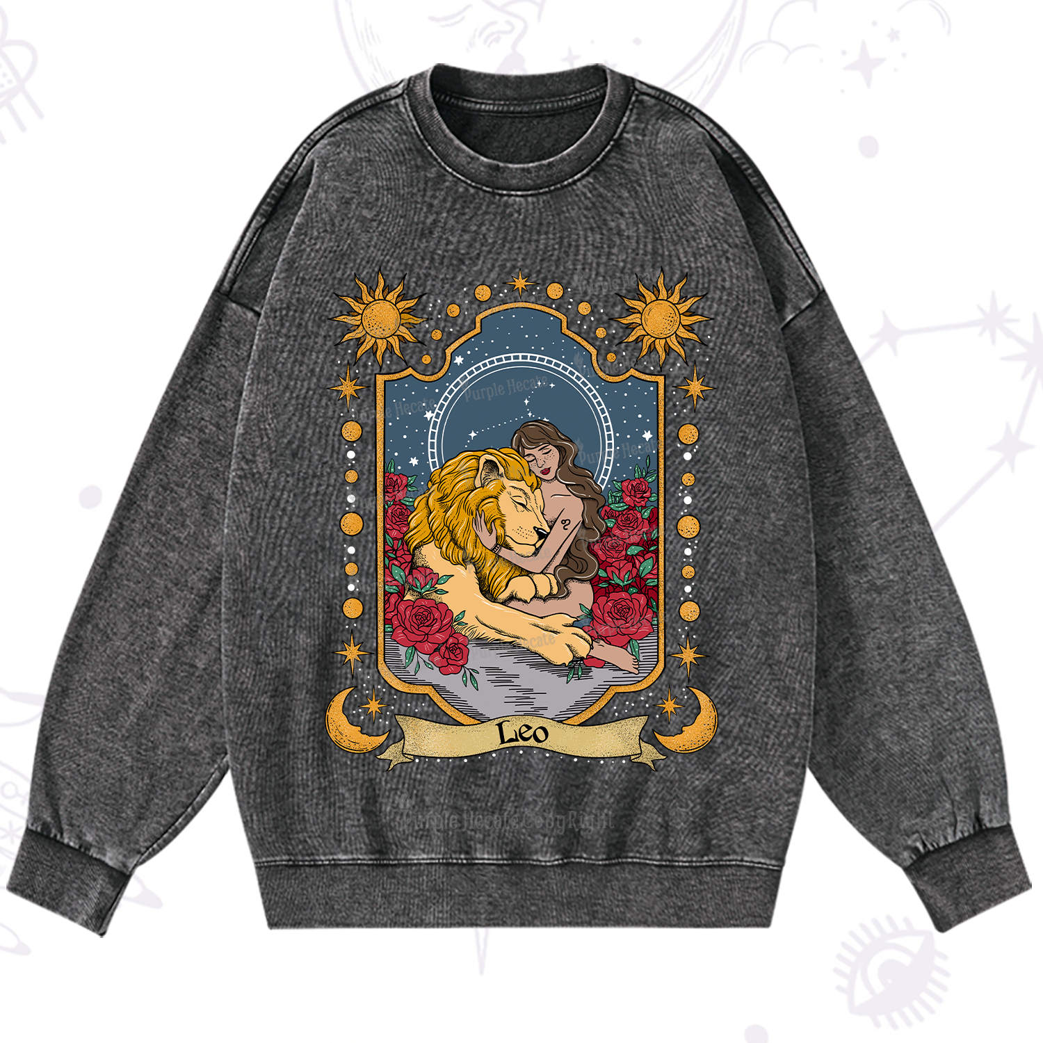 Purplehecate Leo Zodiac Washed Sweatshirt