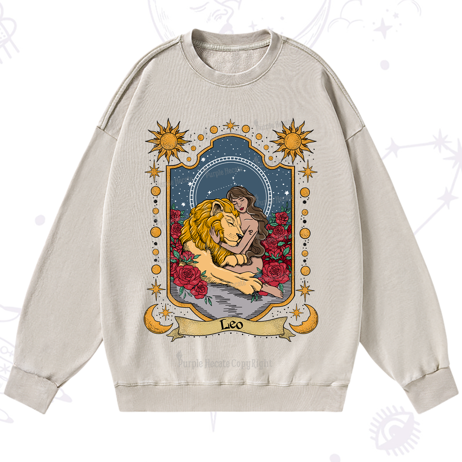 Purplehecate Leo Zodiac Washed Sweatshirt