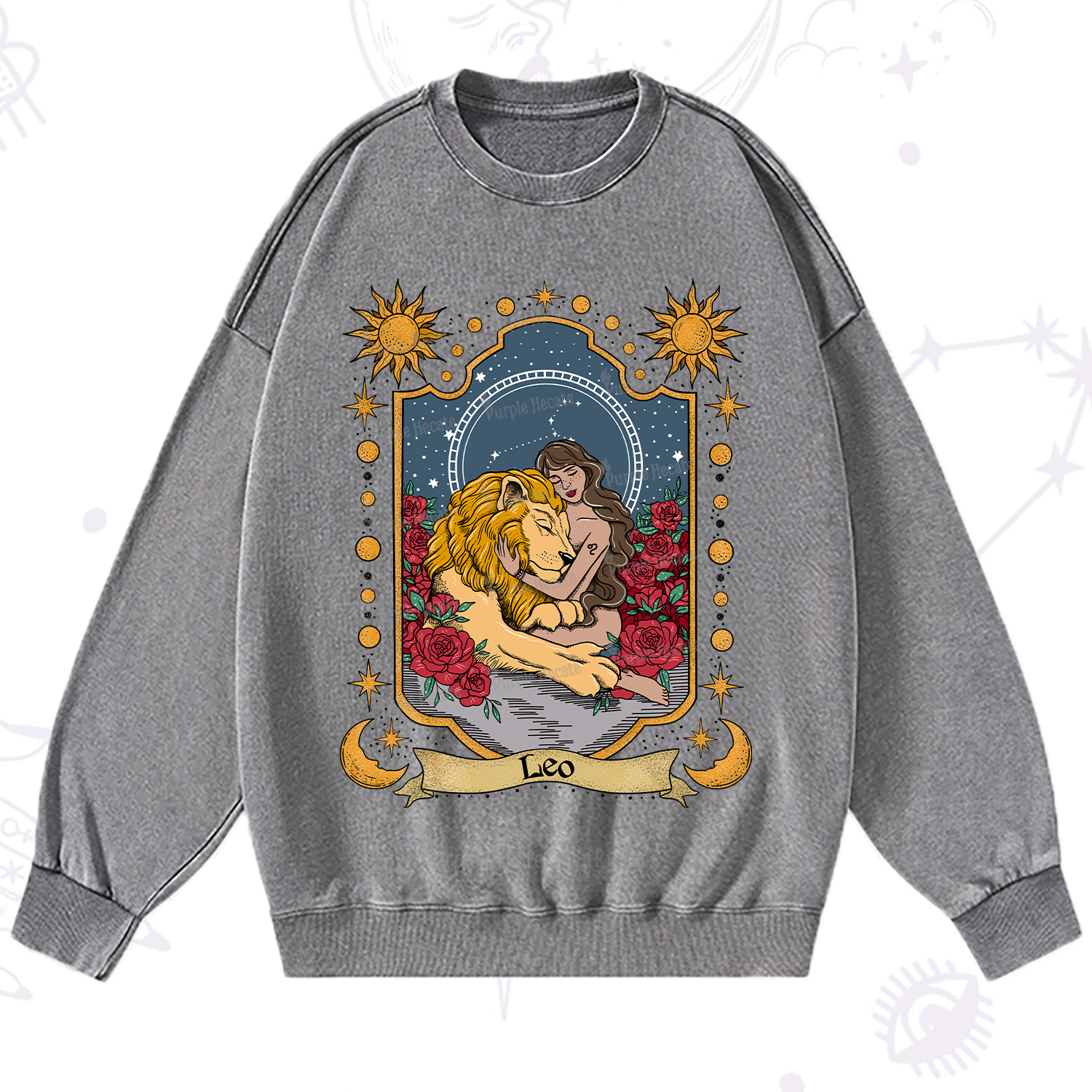 Purplehecate Leo Zodiac Washed Sweatshirt