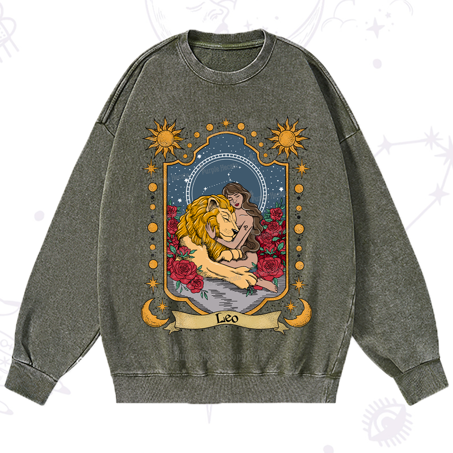 Purplehecate Leo Zodiac Washed Sweatshirt