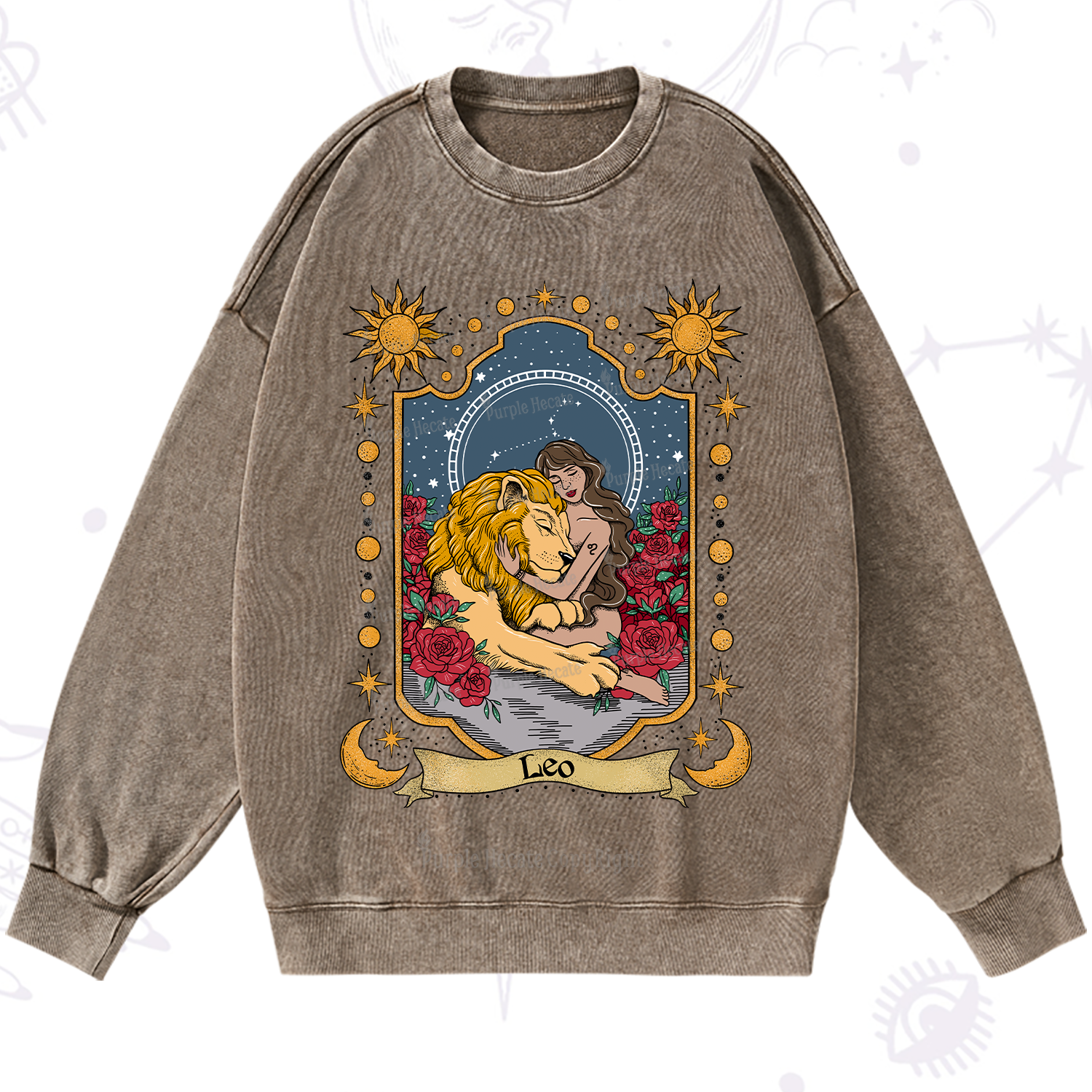 Purplehecate Leo Zodiac Washed Sweatshirt