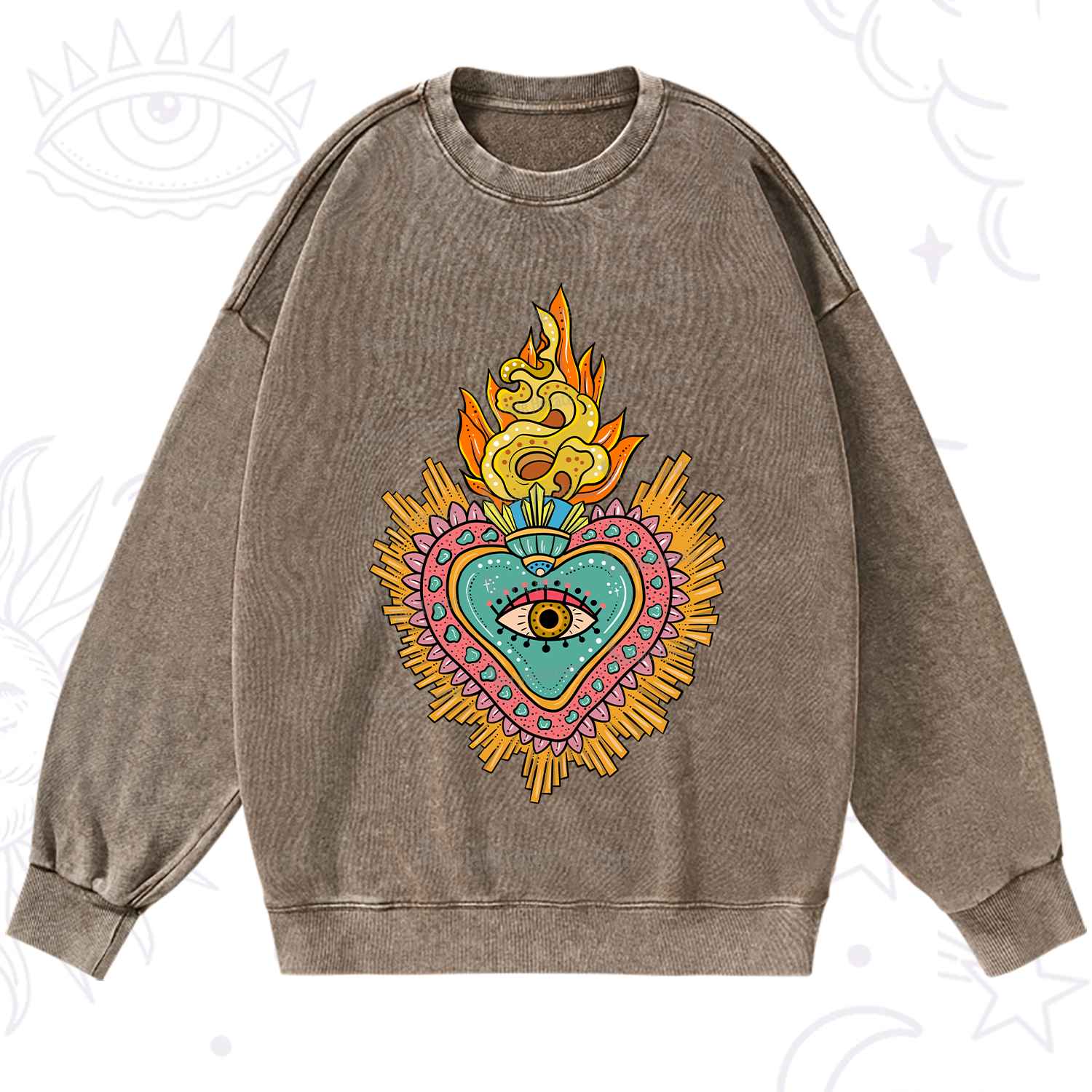 Purplehecate Rainbow Sacred Heart Washed Sweatshirt