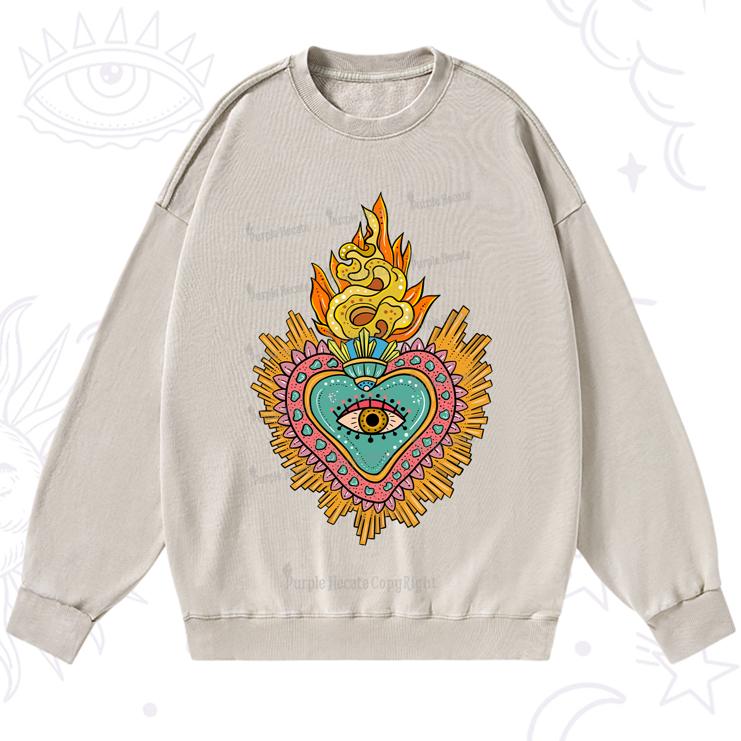Purplehecate Rainbow Sacred Heart Washed Sweatshirt
