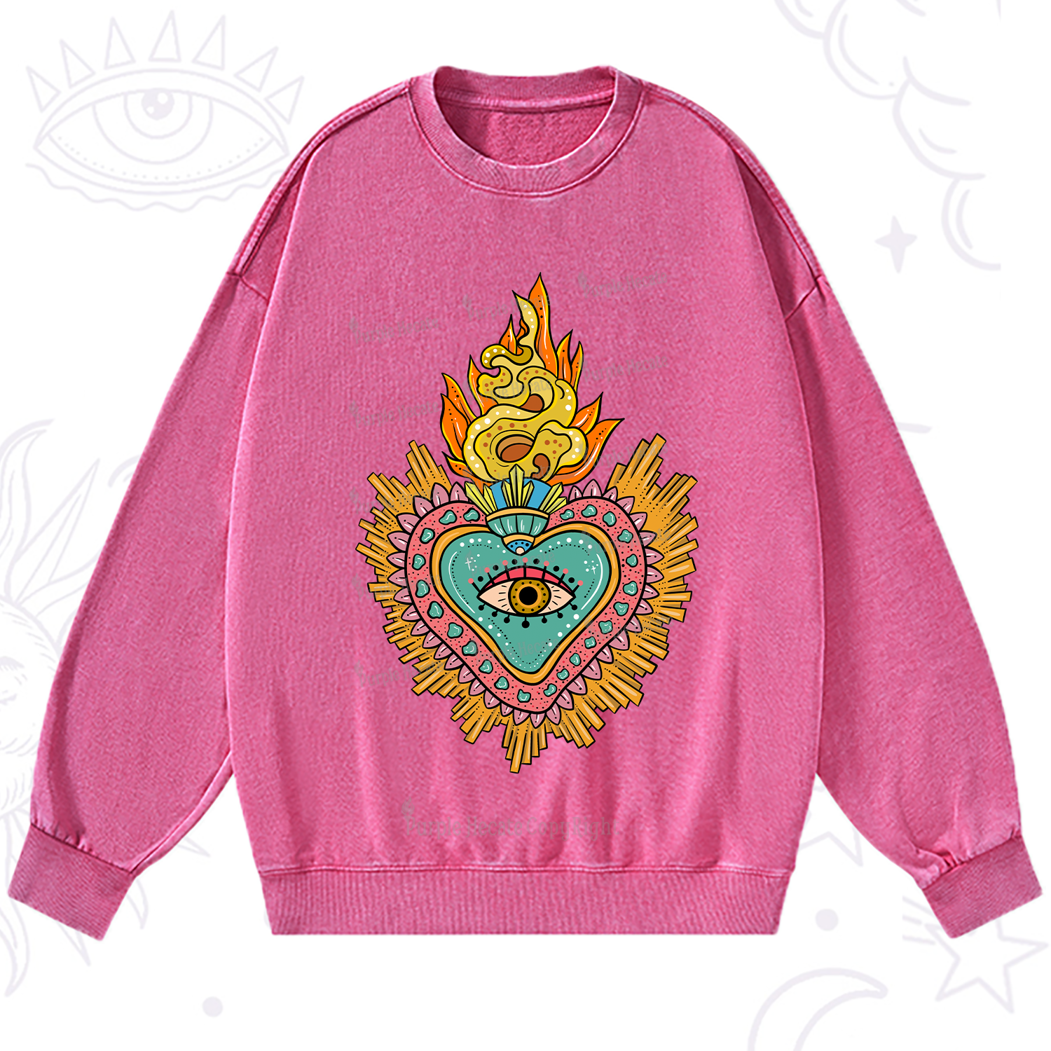 Purplehecate Rainbow Sacred Heart Washed Sweatshirt