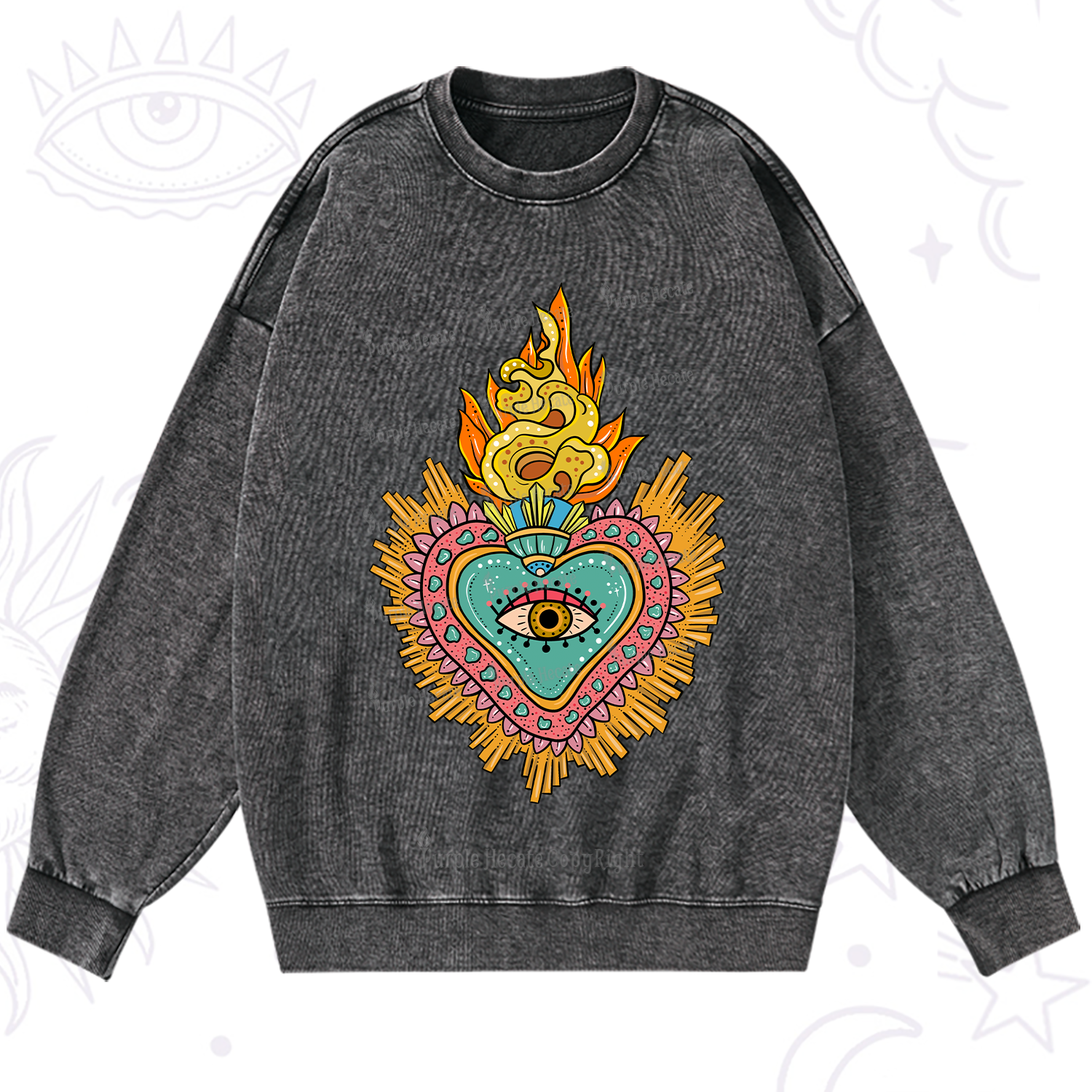Purplehecate Rainbow Sacred Heart Washed Sweatshirt
