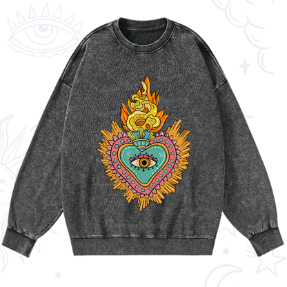Purplehecate Rainbow Sacred Heart Washed Sweatshirt