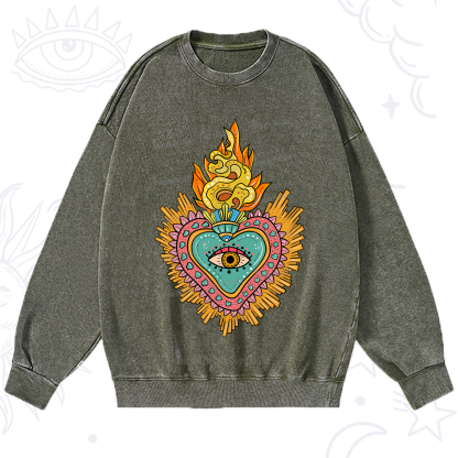 Purplehecate Rainbow Sacred Heart Washed Sweatshirt